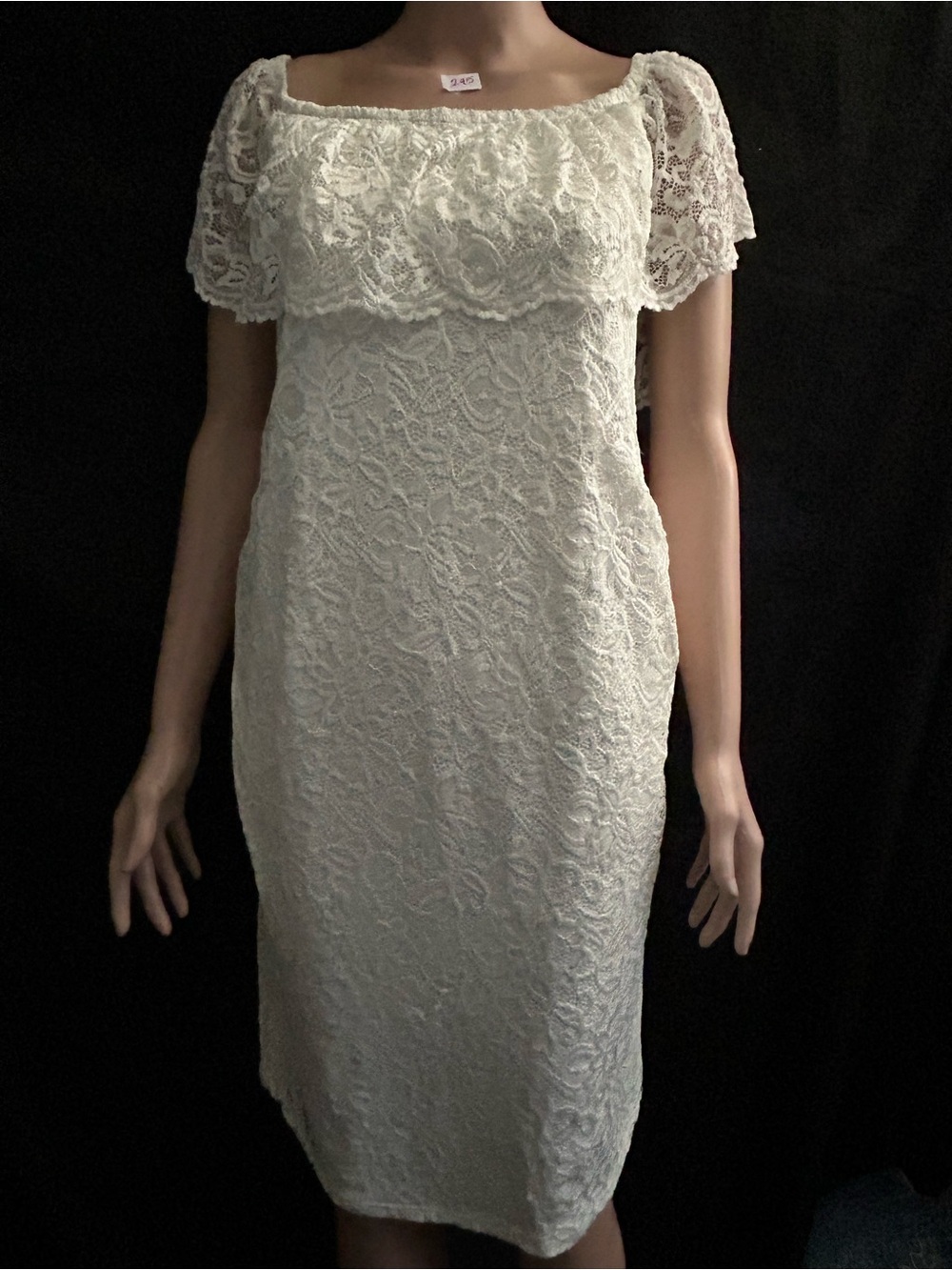 Pink Blush Women’s Lace Overlay Off-Shoulder Midi Dress in Ivory LG NWT